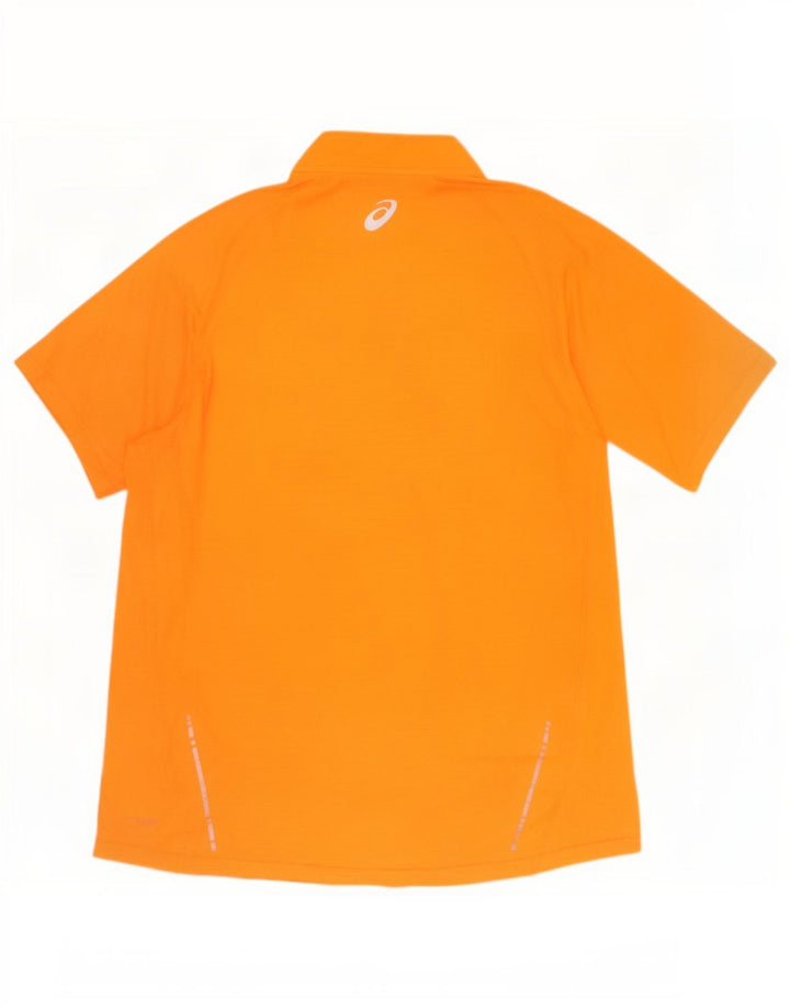 Asics Camiseta con cuello y cremallera para hombre Top 2XL Naranja Poliéster
