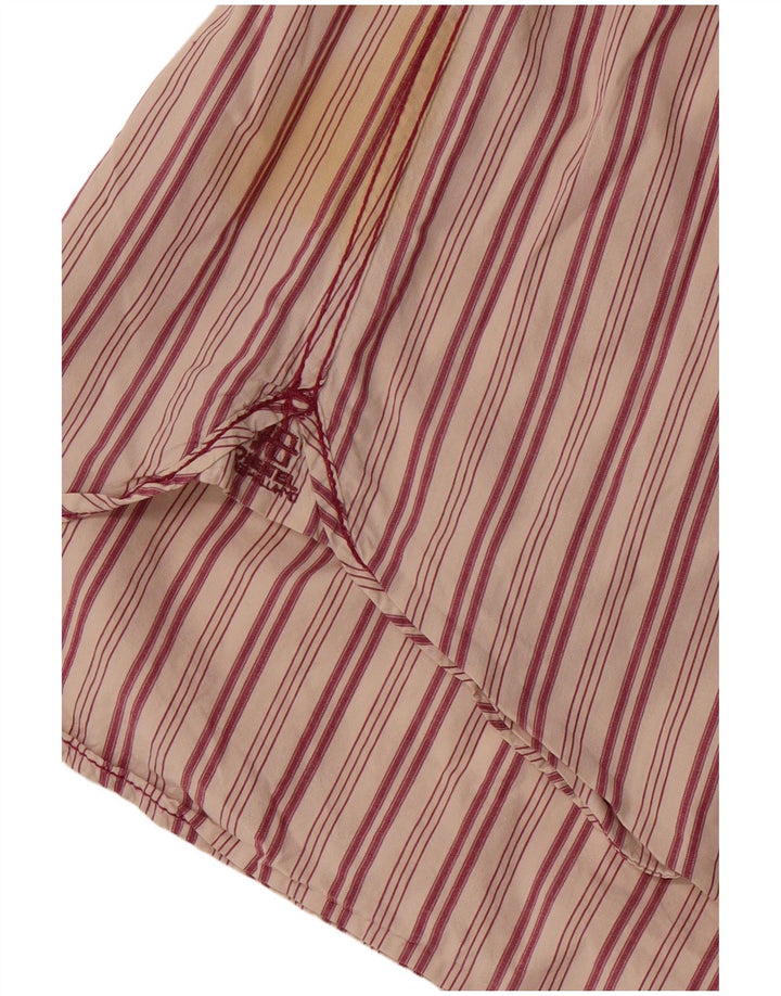 Diesel Hombre Camisa De Manga Corta De Algodón A Rayas Roja Mediana