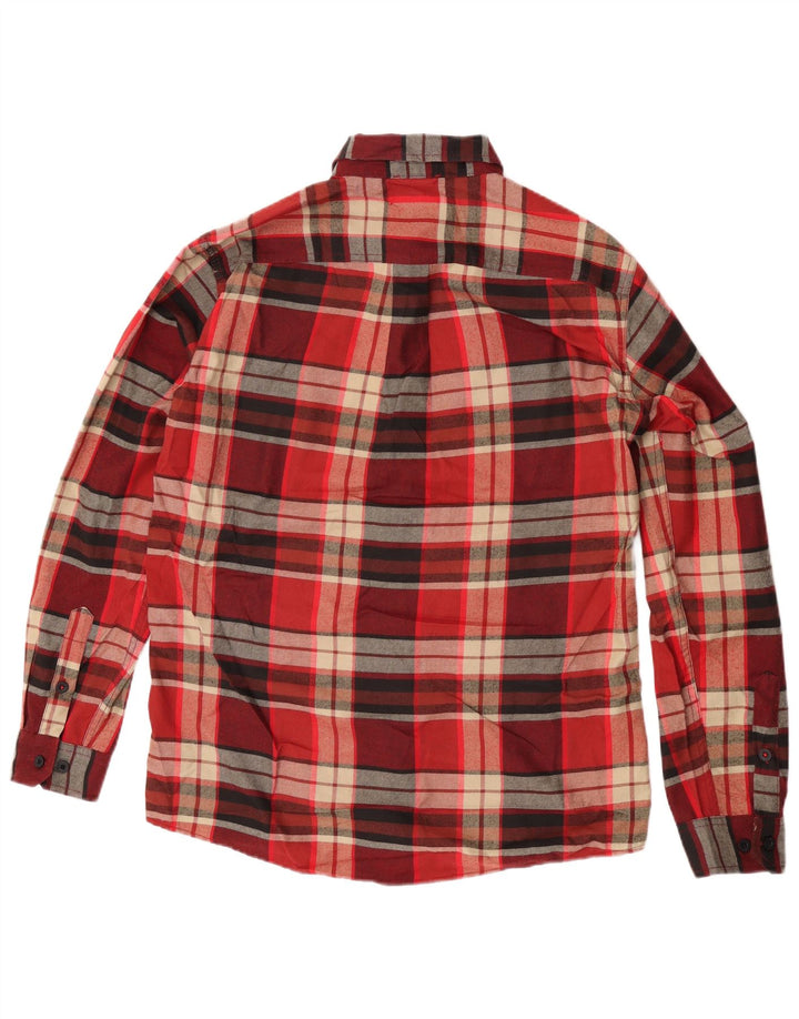 Eddie Bauer Camisa de franela de corte clásico a cuadros para hombre Cuadros rojos medianos