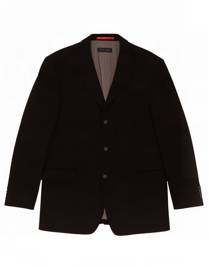 Tommy Hilfiger Chaqueta tipo blazer de 3 botones para hombre UK 38 Mediana Lana virgen negra