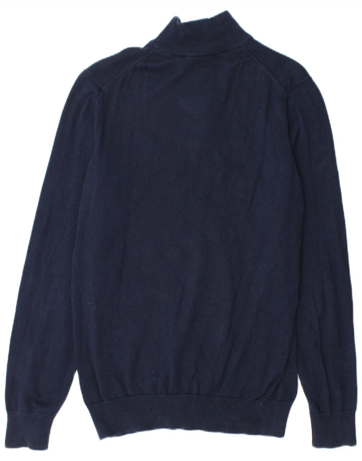 Crew Clothing Suéter tipo jersey con cuello y cremallera para hombre Algodón azul marino mediano