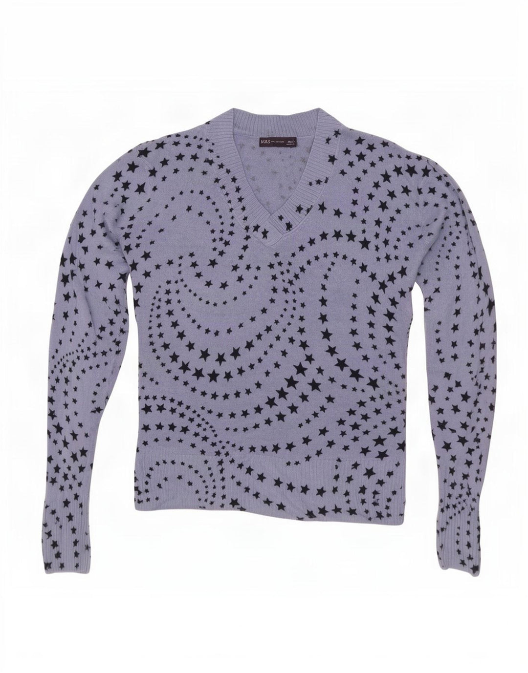 Marks & Spencer Suéter con Cuello en V para Mujer UK 40 Azul Medio