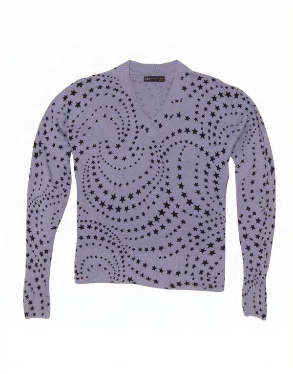 Marks & Spencer Suéter con Cuello en V para Mujer UK 40 Azul Medio