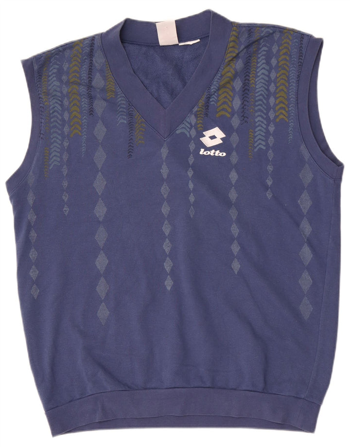 Lotto Hombre Sudadera Sin Mangas Jumper Large Azul Geométrico