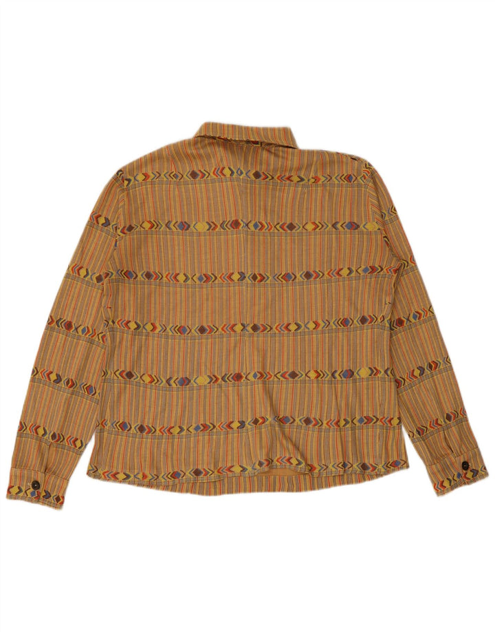 Vintage mujer pullover camisa Reino Unido 12 medio beige rayas