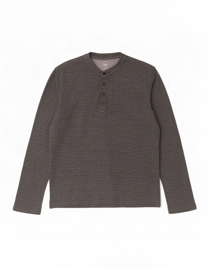 Camiseta Gap Hombre Manga Larga Algodón A Rayas Gris Medio