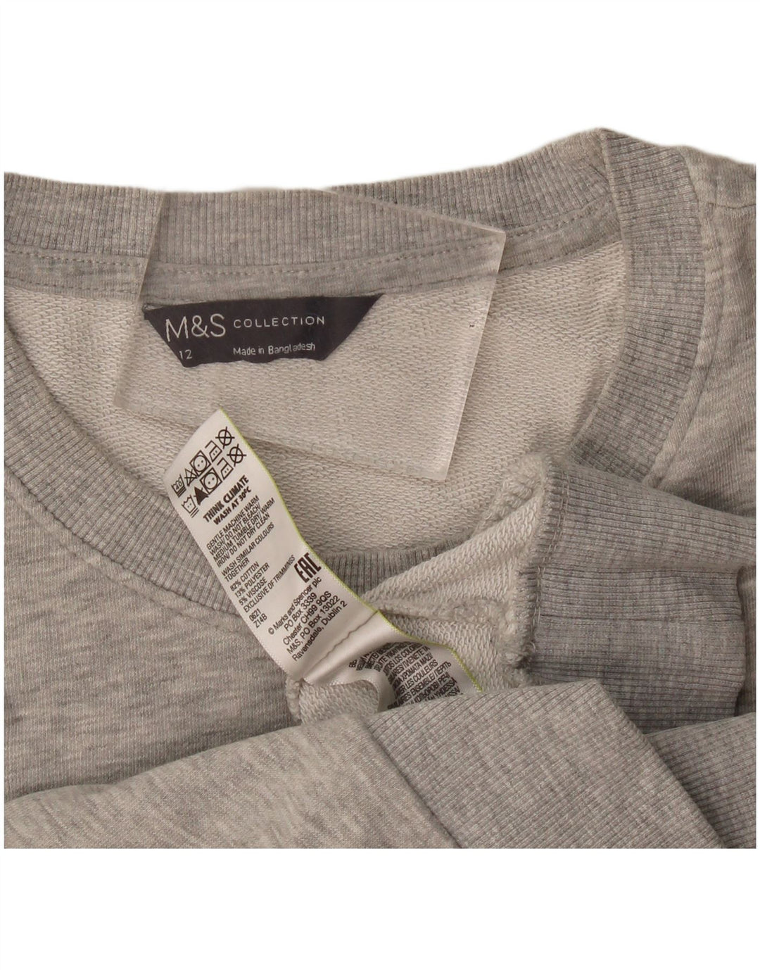 Marks & Spencer Sudadera para mujer Jumper UK 12 Algodón gris medio