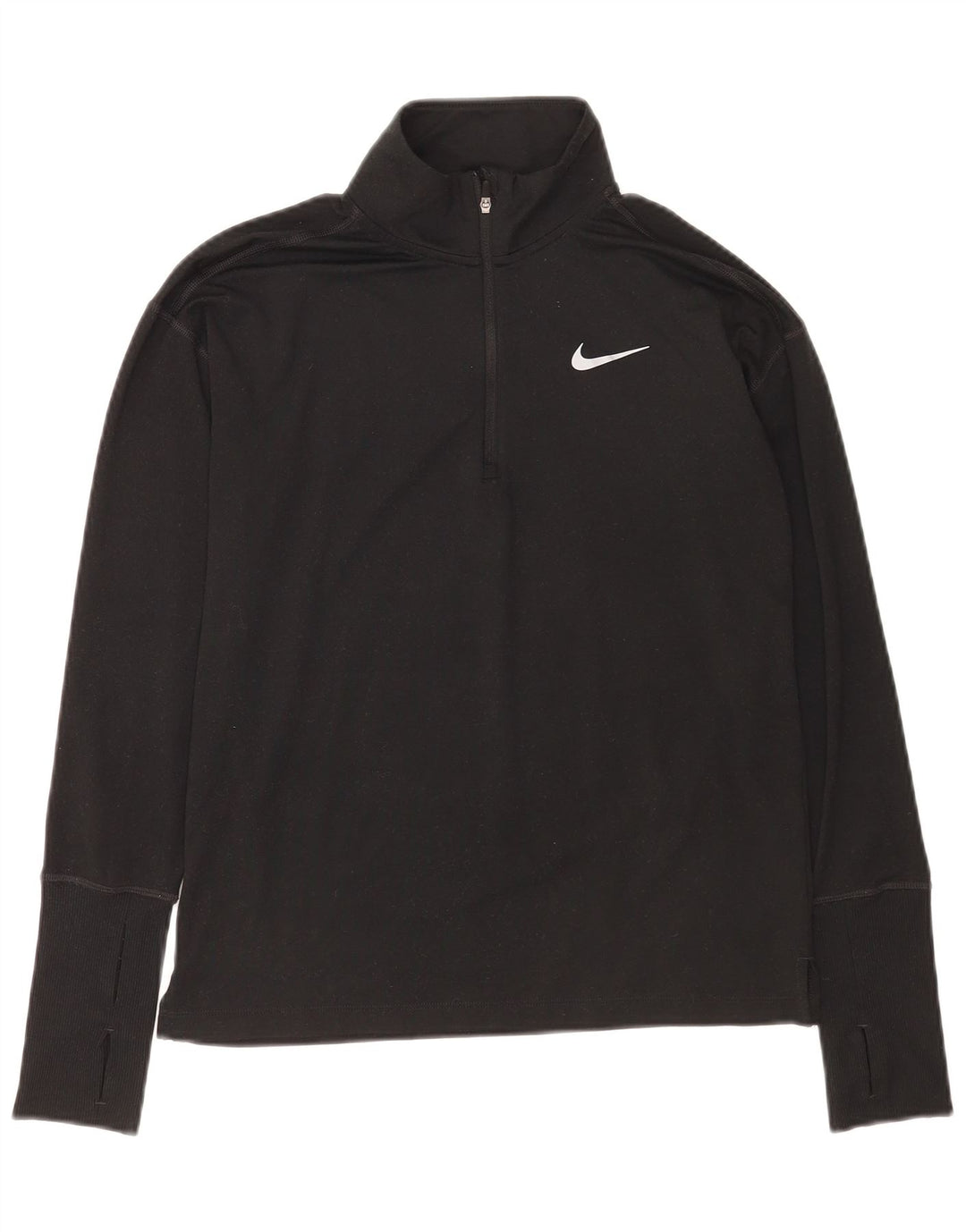 Nike Dri Fit - Camiseta de manga larga con cuello y cremallera para hombre, talla XS, color negro
