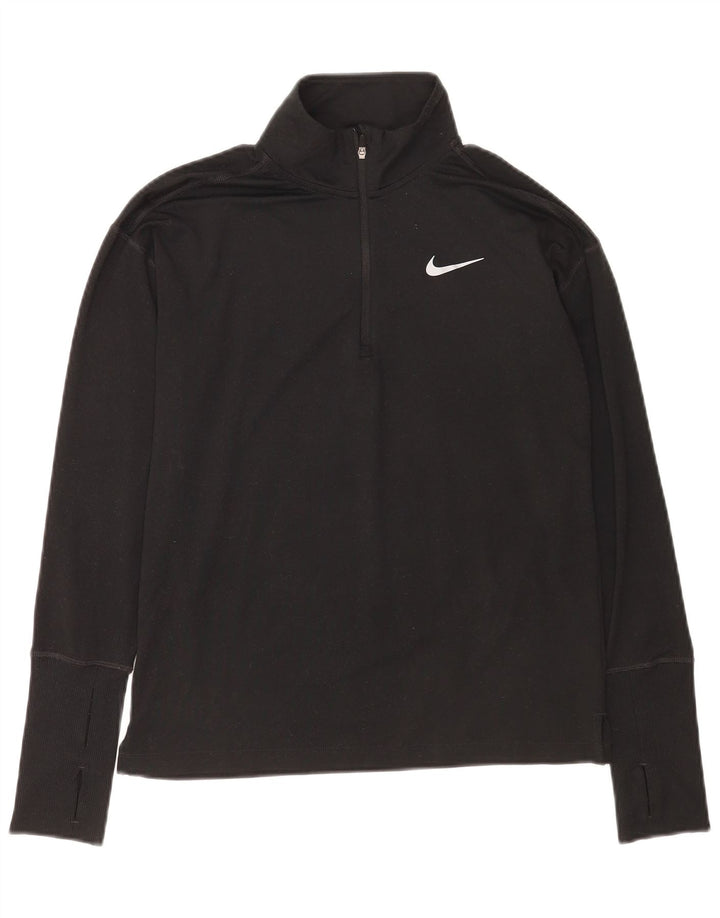 Nike Dri Fit - Camiseta de manga larga con cuello y cremallera para hombre, talla XS, color negro