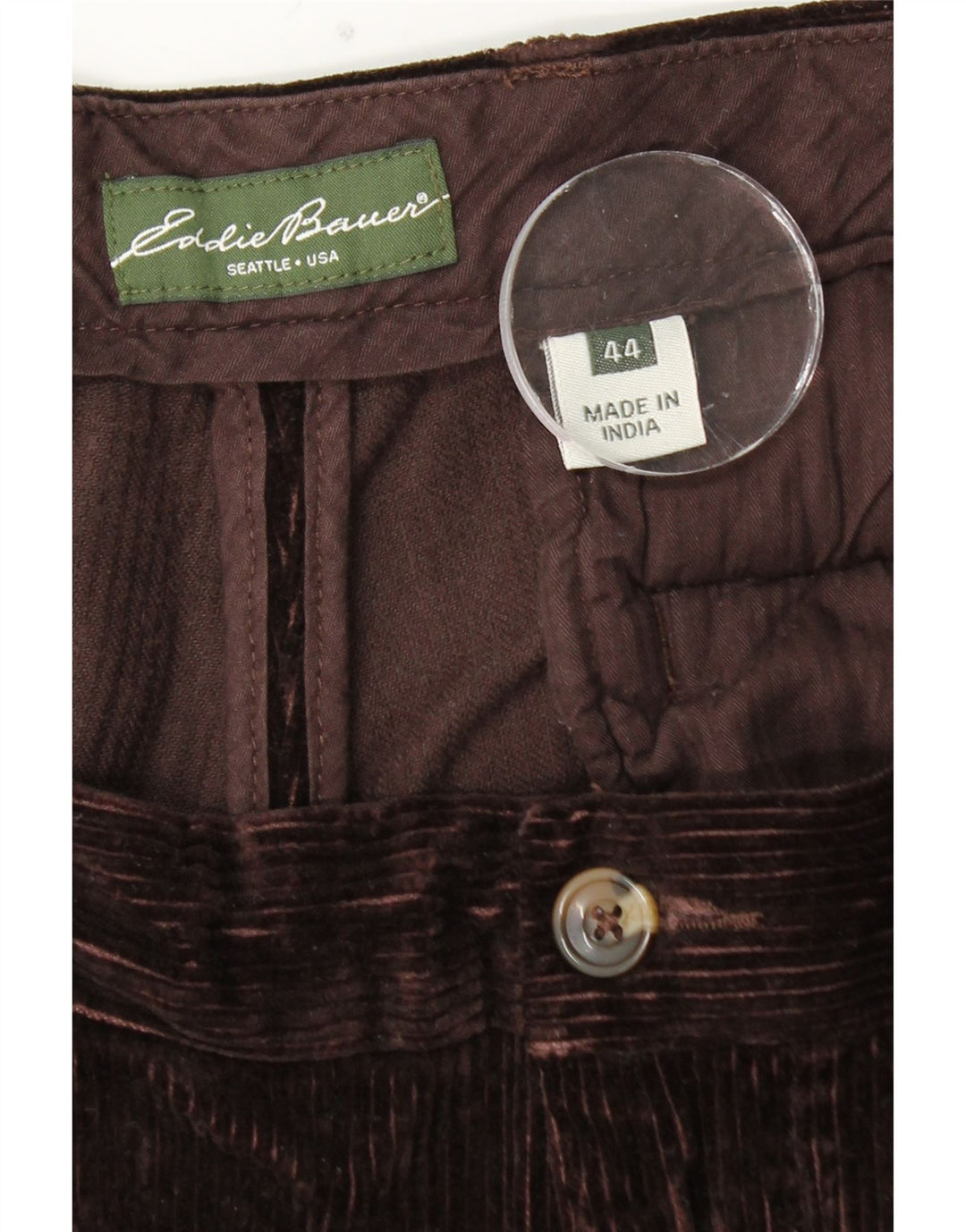 EDDIE BAUER Pantalones de pana con pinzas para hombre W44 L30 Algodón marrón