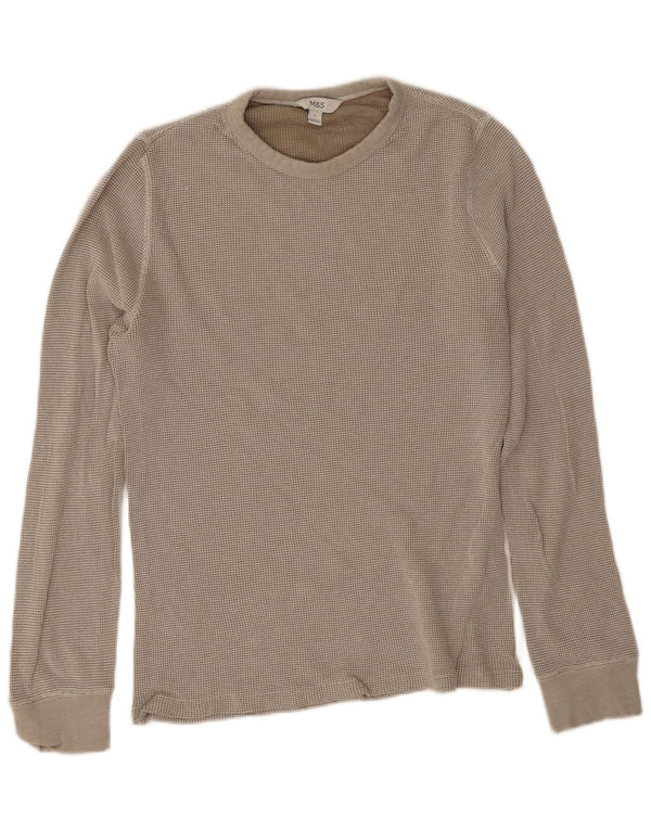 Marks & Spencer Hombre Top Manga Larga Algodón Beige Medio