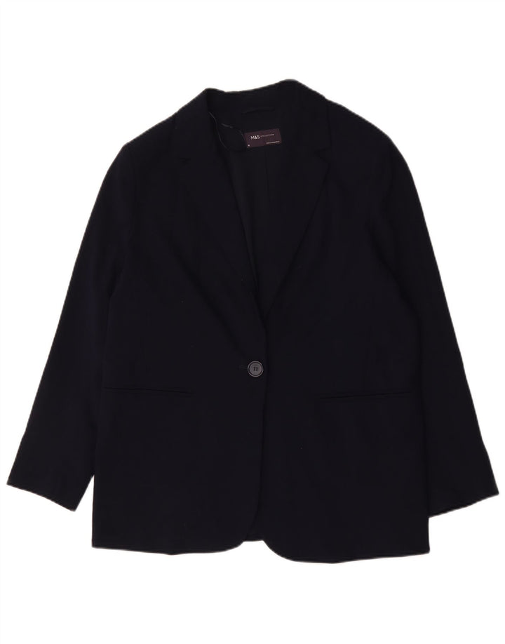 Marks & Spencer Chaqueta tipo blazer con 1 botón para mujer UK 40 XL Poliéster azul marino