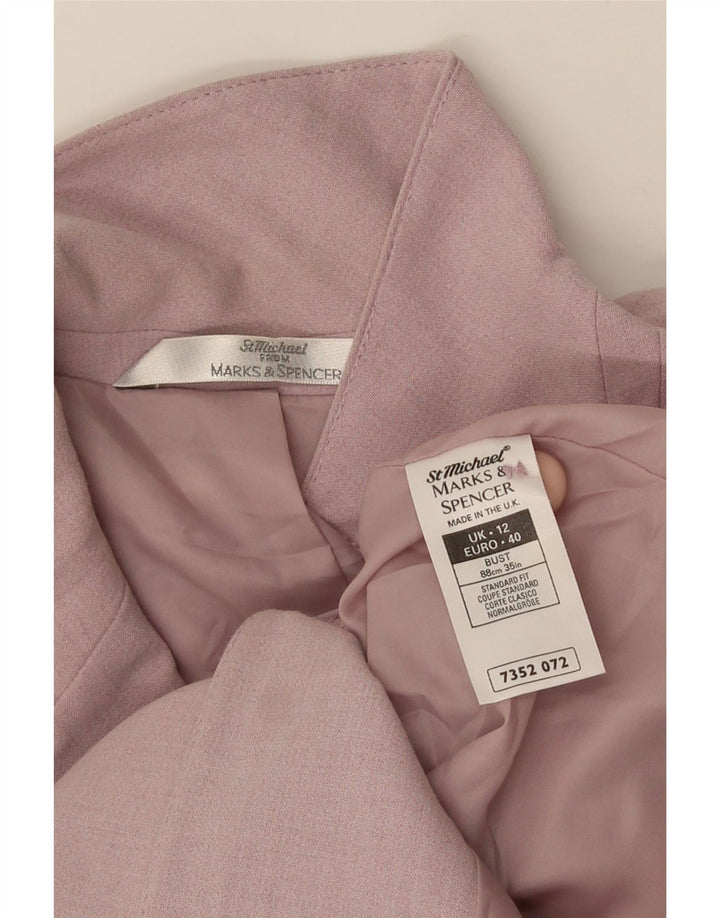 Marks & Spencer Chaqueta tipo blazer larga con 4 botones para mujer, talla M, color morado