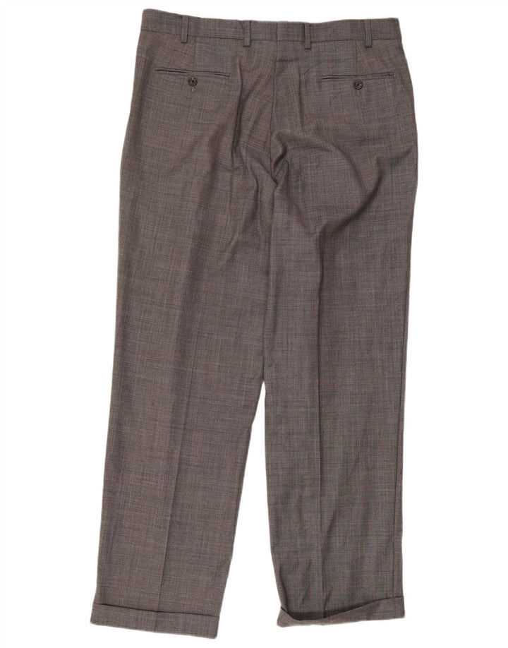 Chaps Pantalones de traje con pinzas para hombre W34 L31 Gris