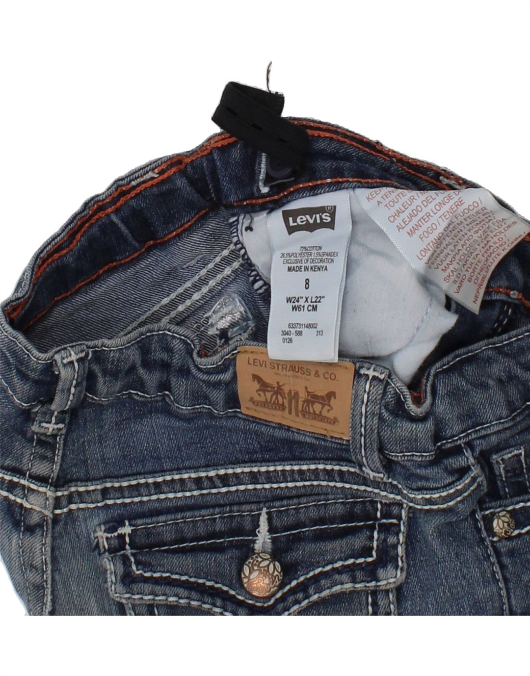 LEVI'S Boys Denim Shorts 7-8 Years W24 Blue Cotton Vintage Levi's and Second-Hand Levi's from Messina Hembry 