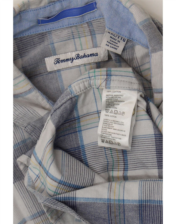 Tommy Bahama Camisa para hombre 2XL Algodón a cuadros azules