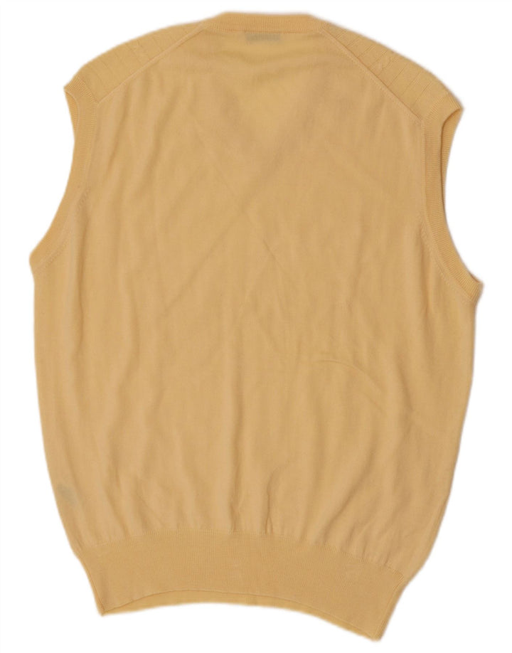 Valentino - Chaleco para hombre, camiseta sin mangas, talla grande, lana merino amarilla