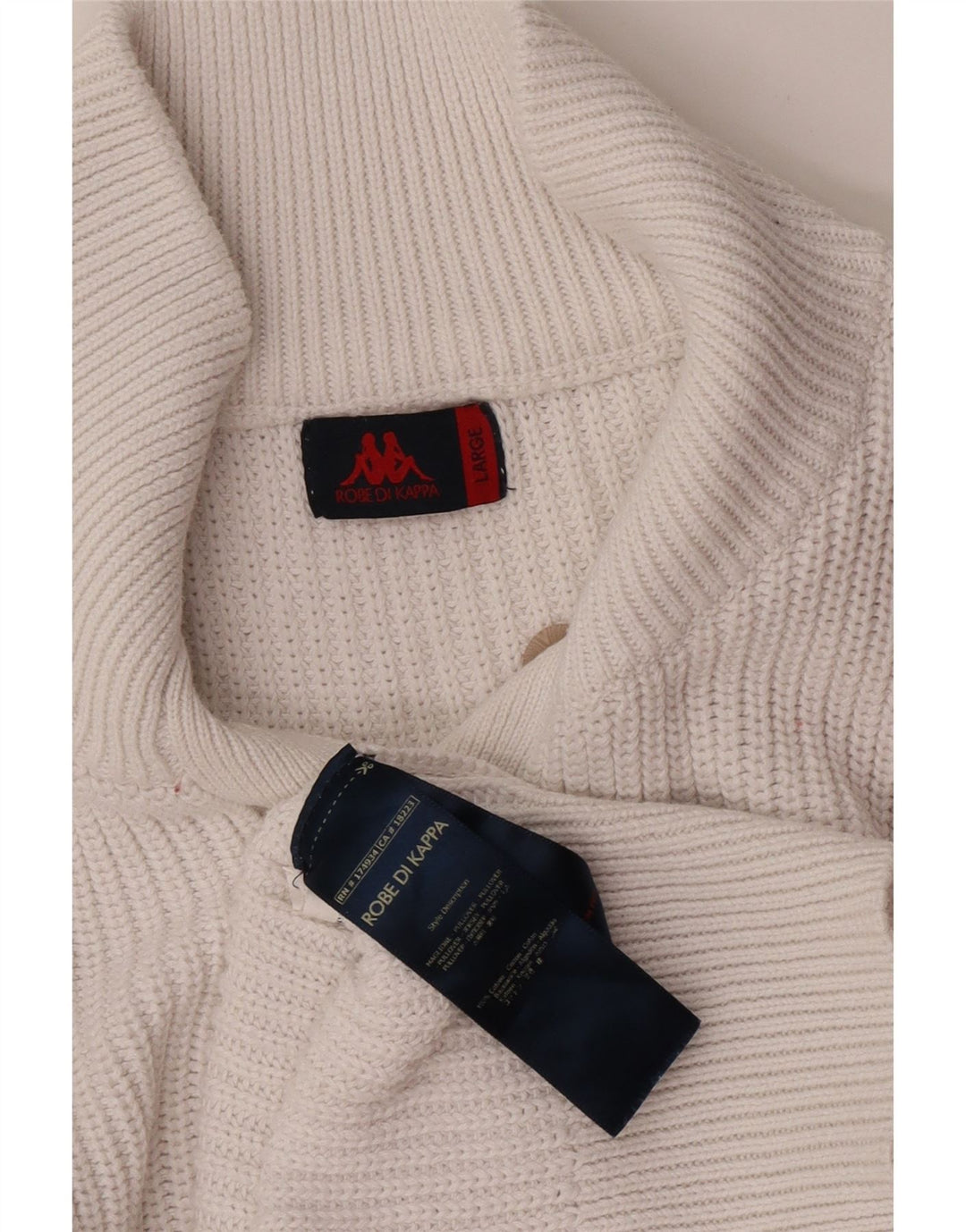 Kappa Mujer Botón Cuello Jersey Suéter UK 46 Grande Algodón Blanco