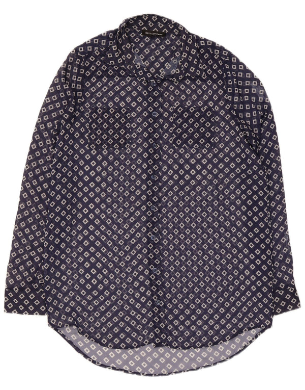 Best Company Blusa larga transparente para mujer UK 10 Small Azul marino