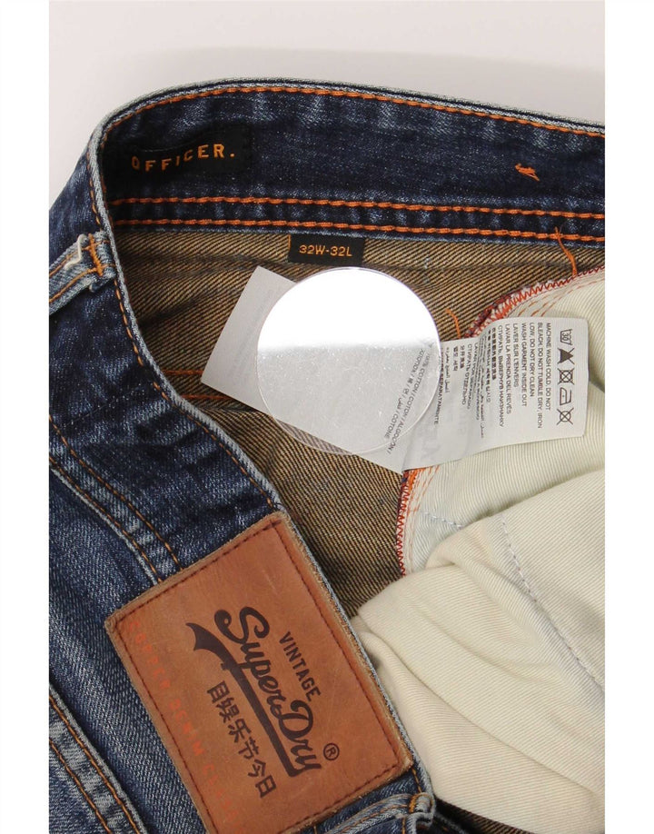Superdry Vaqueros rectos desgastados para hombre W32 L32 Algodón azul