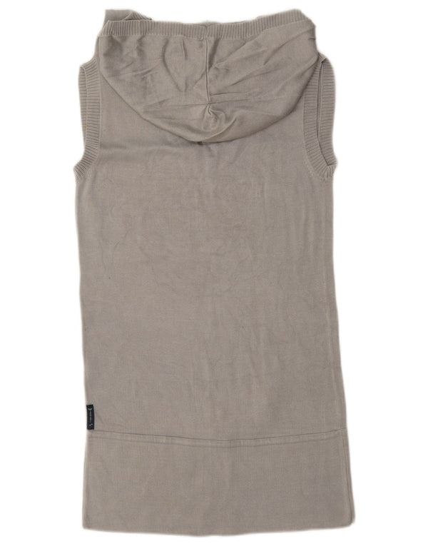 Armani Jeans Mujer Longline Chaleco con Capucha Camiseta Sin Mangas UK 10 Small Gris Algodón
