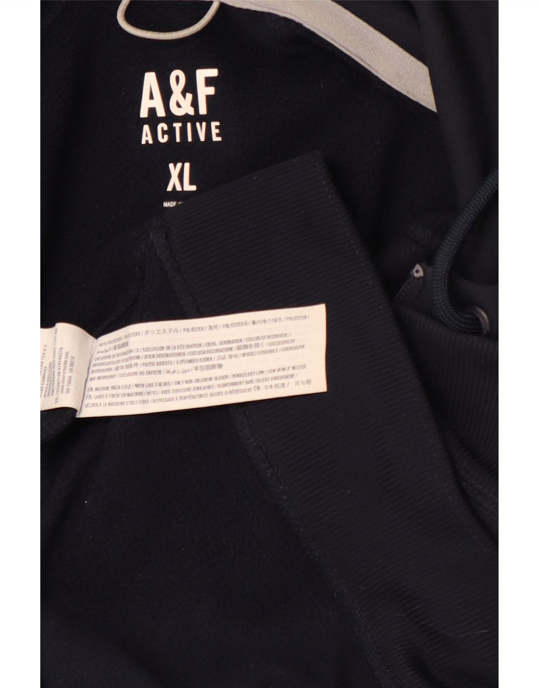 ABERCROMBIE & FITCH Suéter con capucha y cremallera para hombre XL Azul marino Poliéster