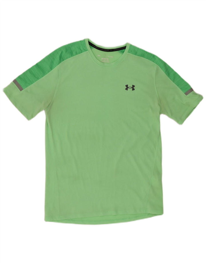 UNDER ARMOUR Hombre Camiseta gráfica Top Small Verde Colorblock Poliéster