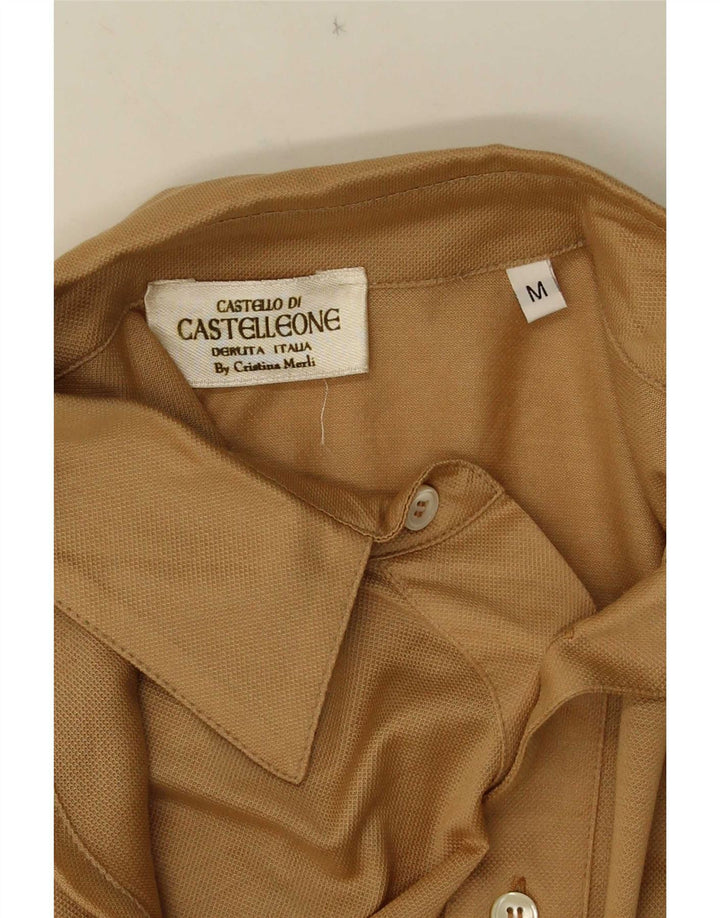 Polo vintage de manga larga para hombre beige medio
