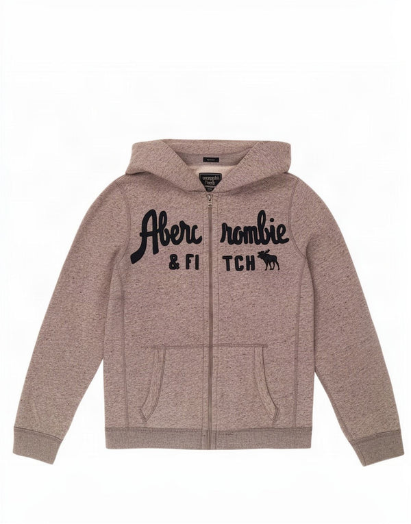 Abercrombie & Fitch Mens Graphic Zip Hoodie Sweater Small Grey Cotton