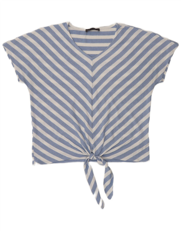 Marks & Spencer Blusa con lazo frontal para mujer Reino Unido 42 Rayas azules medianas