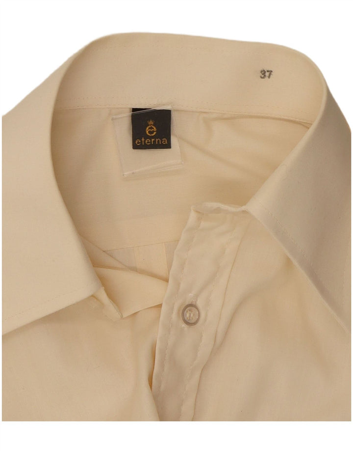 ETERNA Mens Short Sleeve Shirt Size 37 Small Off White Cotton