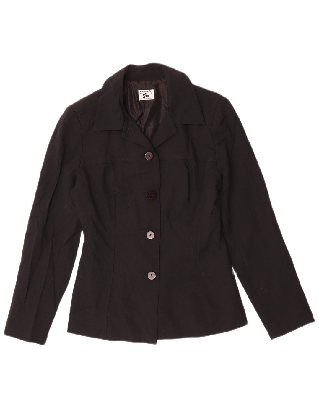 Vintage mujer 4 botones Blazer chaqueta Reino Unido 10 pequeño negro