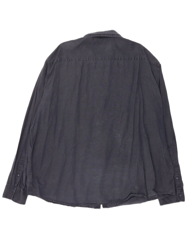 Marks & Spencer Camisa de corte regular para hombre 4XL Lino azul marino