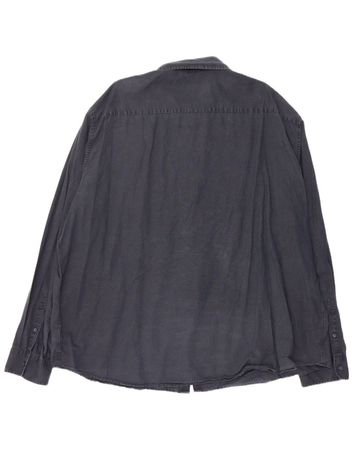 Marks & Spencer Camisa de corte regular para hombre 4XL Lino azul marino