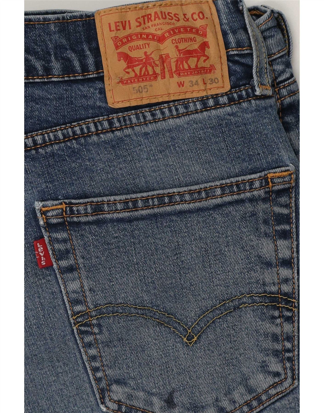 Levi's Hombre 505 Vaqueros Rectos Regulares W34 L30 Algodón Azul