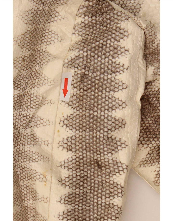 Lee Sands Chaqueta de cuero para hombre UK 40 Large Beige Animal Print