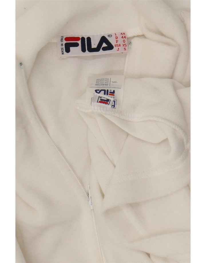 FILA Mens Zip Neck Fleece Jumper IT 44 XS White Polyester