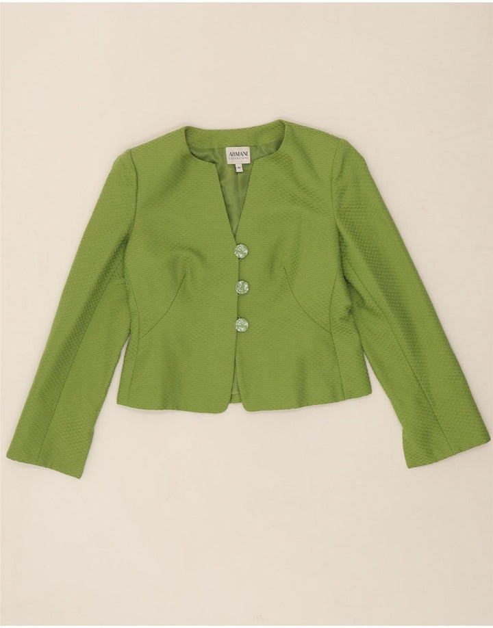 ARMANI COLLEZIONI Womens Crop 3 Button Blazer Jacket IT 44 Medium Green Vintage Armani Collezioni and Second-Hand Armani Collezioni from Messina Hembry 