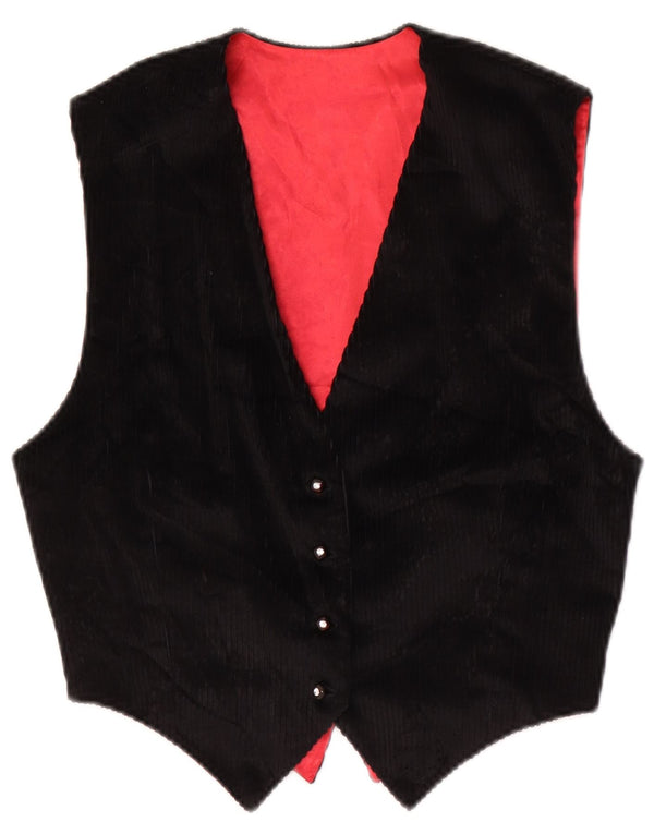 Vintage mujer pana chaleco Reino Unido 8 pequeño negro