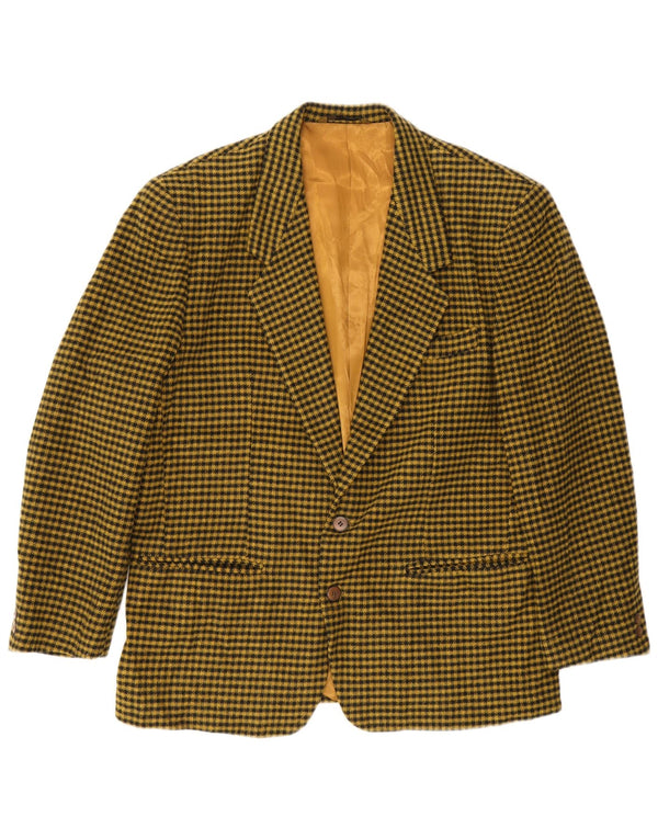 Vintage hombres 2 botones Blazer chaqueta IT 52 XL amarillo comprobar poliéster