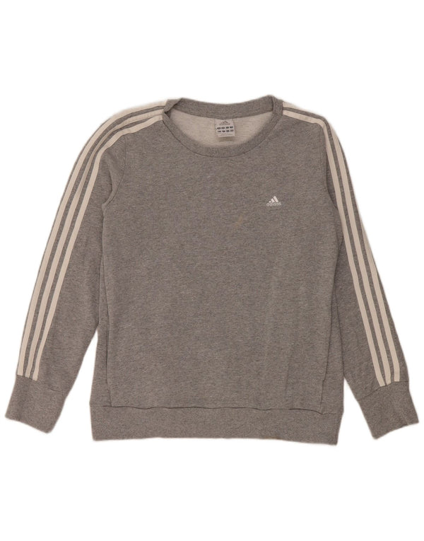 Adidas Mujer Sudadera Jumper UK 12/14 Algodón Gris Medio