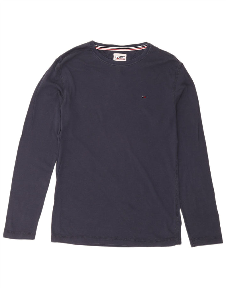 TOMMY HILFIGER Camiseta de hombre de manga larga de algodón azul marino medio