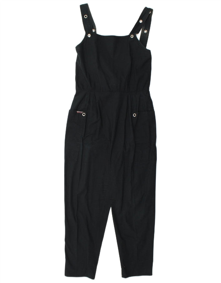 VINTAGE Pantalones de peto para mujer pequeños W26 L23 Negro