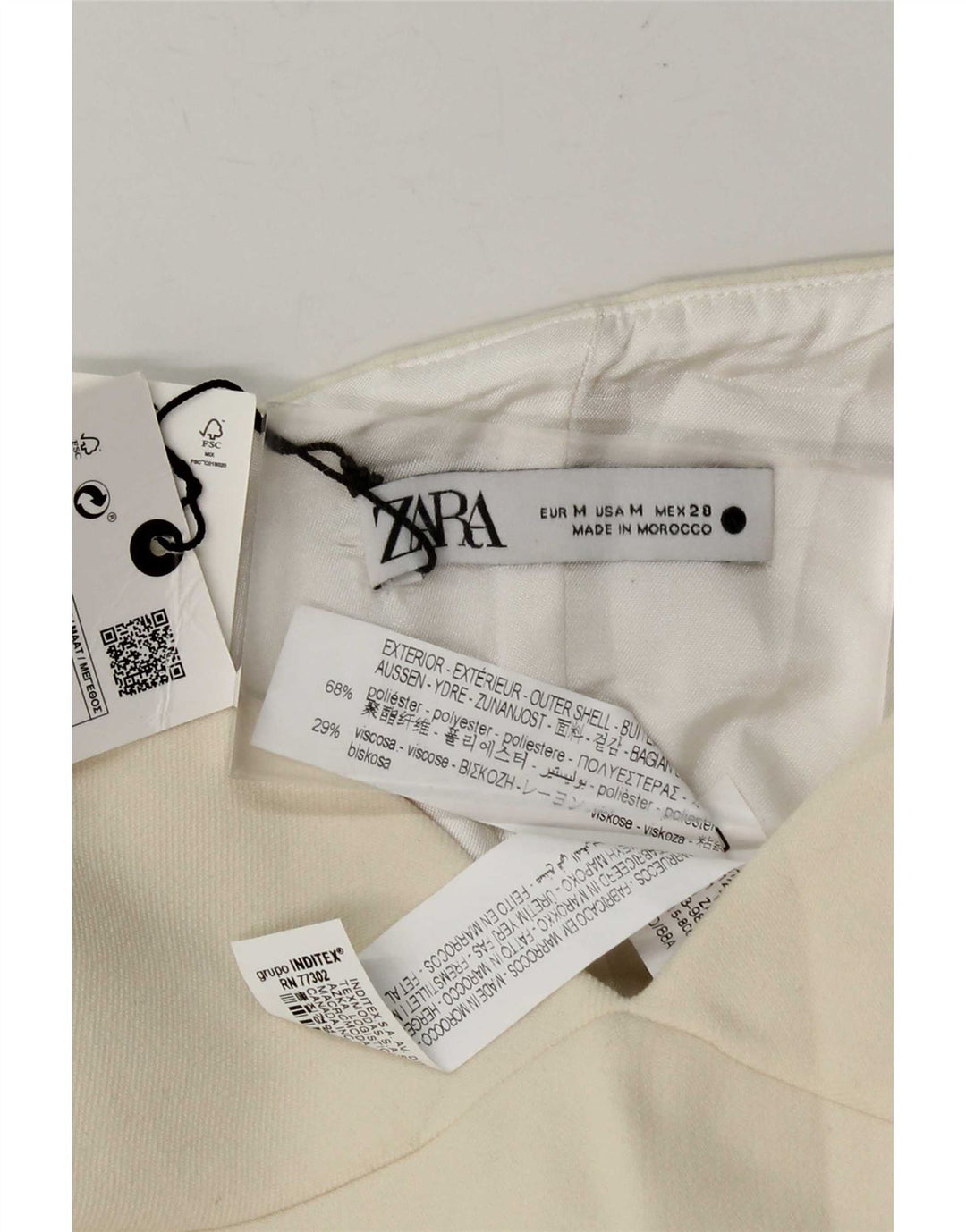 Zara Top Corto Con Corsé Sin Tirantes Para Mujer UK 40 Medio Poliéster Blanco Roto