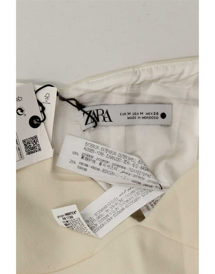 Zara Top Corto Con Corsé Sin Tirantes Para Mujer UK 40 Medio Poliéster Blanco Roto