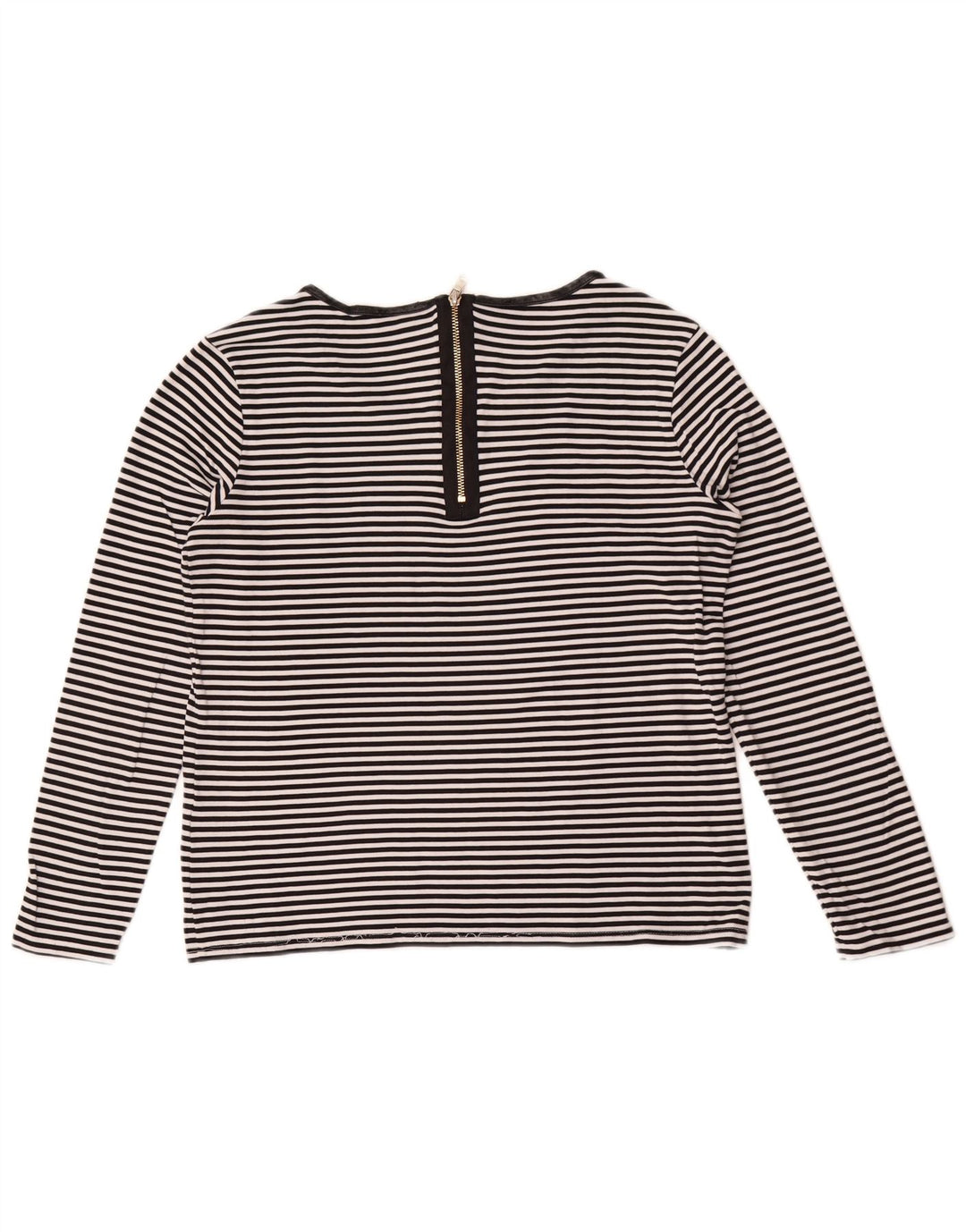 Hugo Boss Mujer Top Manga Larga UK 42 Mediano Rayas Negras