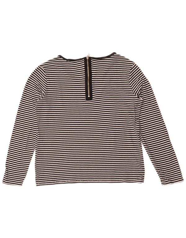 Hugo Boss Mujer Top Manga Larga UK 42 Mediano Rayas Negras