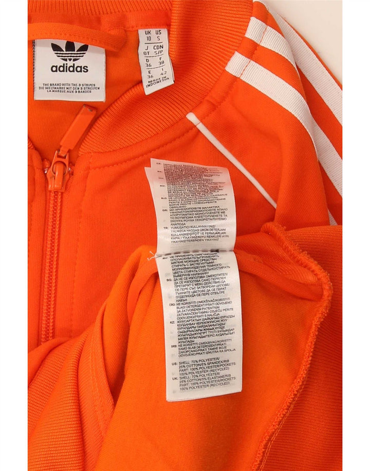 Adidas Mujer Chándal Top Chaqueta UK 10 Pequeño Naranja Poliéster