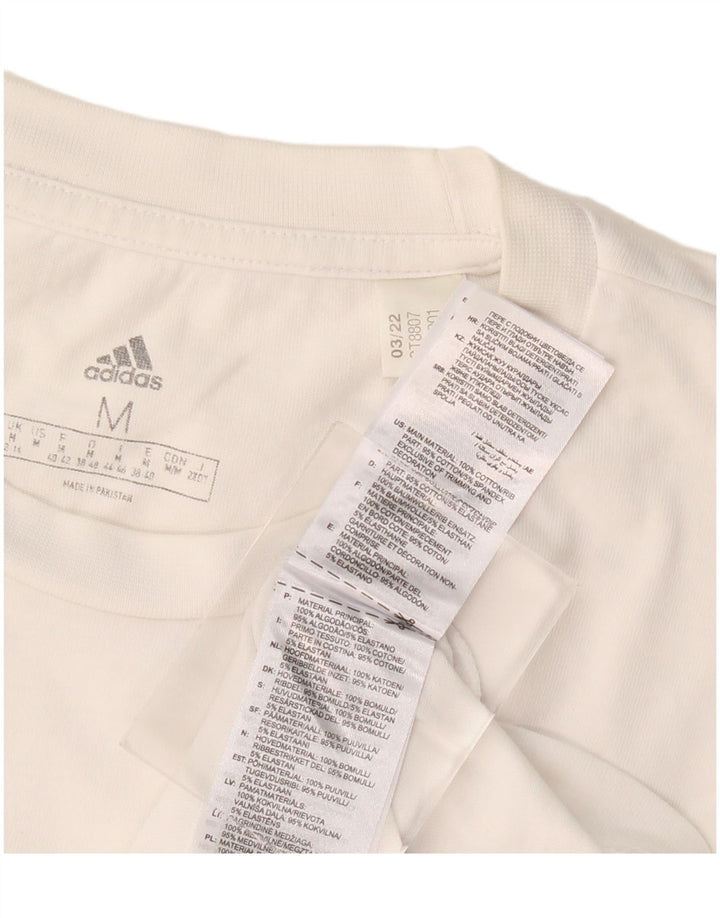 ADIDAS Womens Graphic T-Shirt Top UK 12/14 Medium White Cotton Vintage Adidas and Second-Hand Adidas from Messina Hembry 
