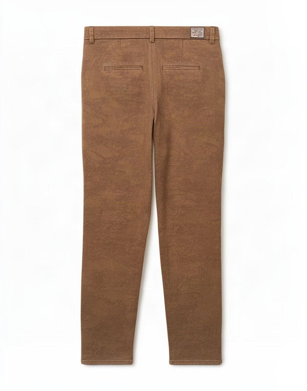 Guess Pantalón Chino Berta Slim Fit W28 L28 Algodón Floral Beige Mujer